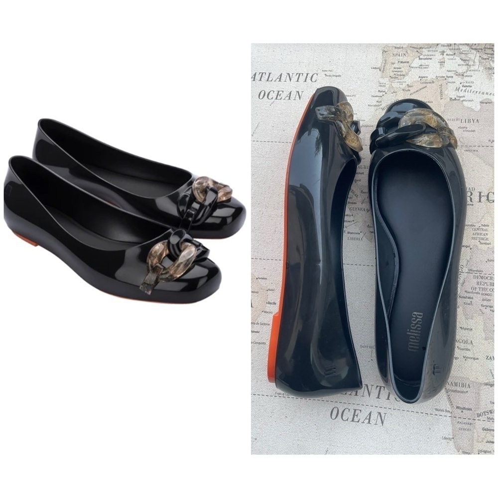 Melissa Aura Chain Black Ballet Flats Size 6